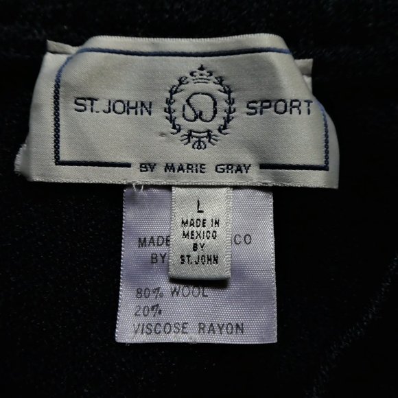 St John Shorts Navy Blue Santana Knit Gold Hardware Elastic High Waisted L